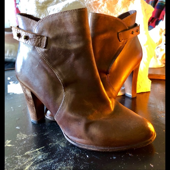 n.d.c. Brown Ankle Boots Wood Heel Excellent 39/9 - Picture 2 of 6